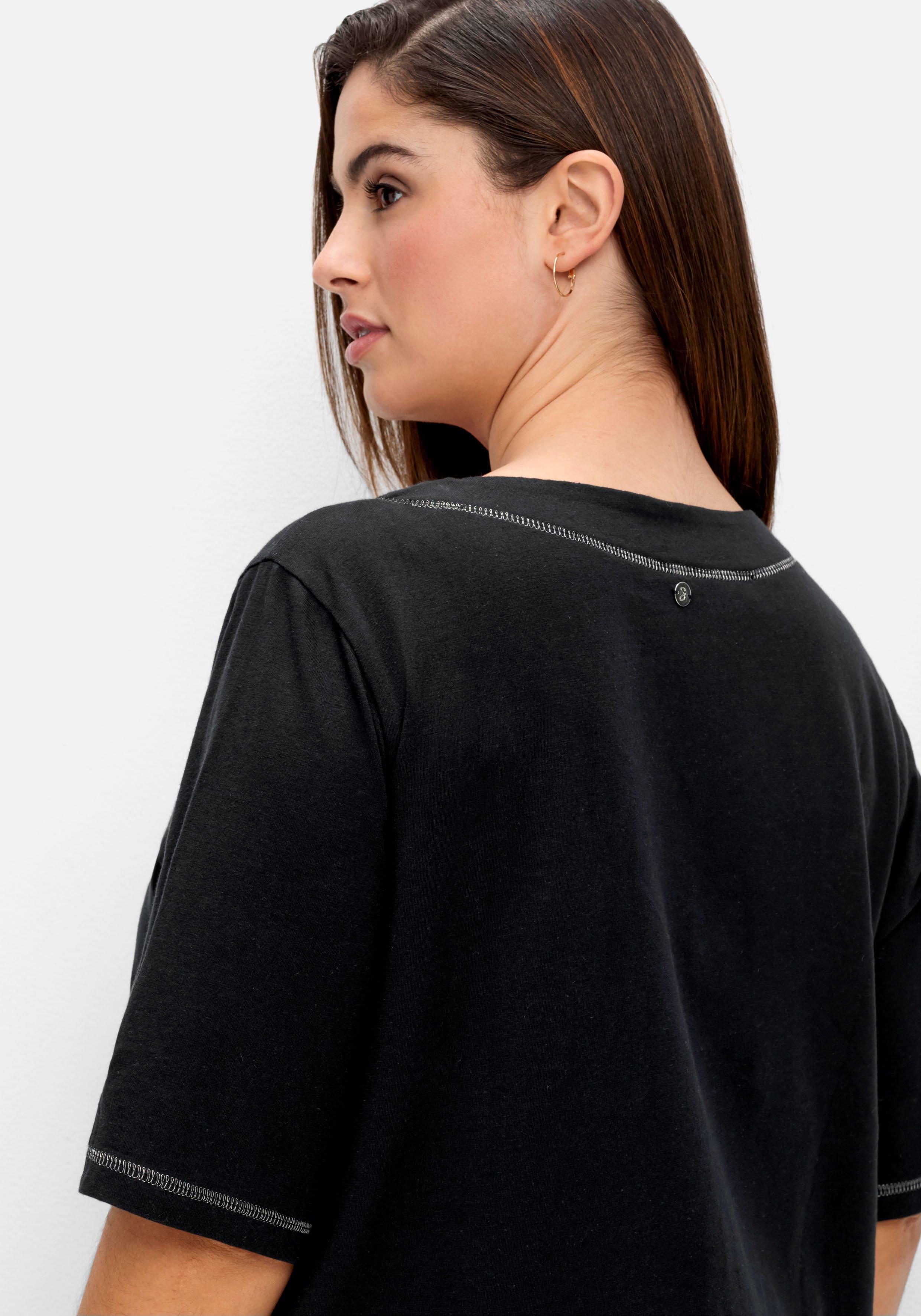 Shirt mit Effekt-Ziernähten, aus Flammgarn