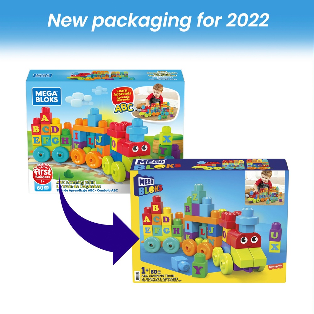 Mega Bloks 60-teiliges ABC-Lernzug-Bauspielzeug