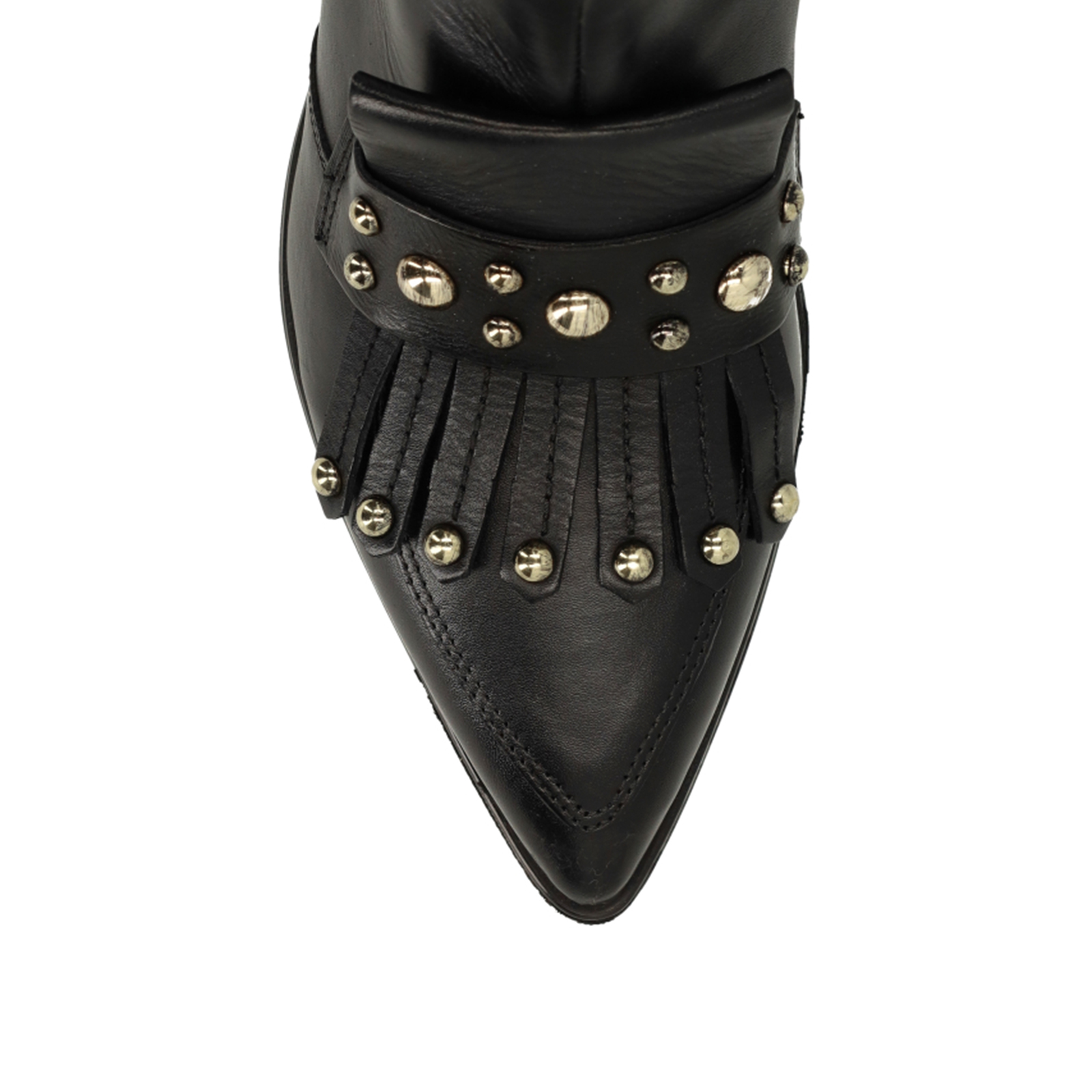 Zwarte leren enkellaarsjes met studs