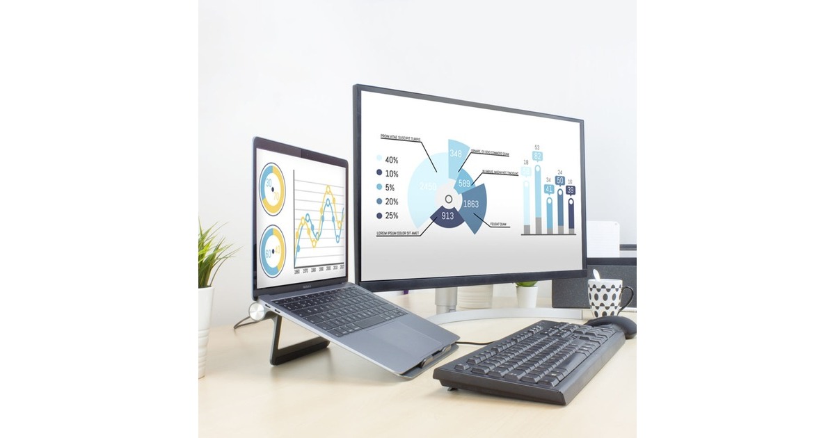 ACT ConnectivityLaptopstandaard met afneembaar USB-C docking station  (Aluminium/grijs)