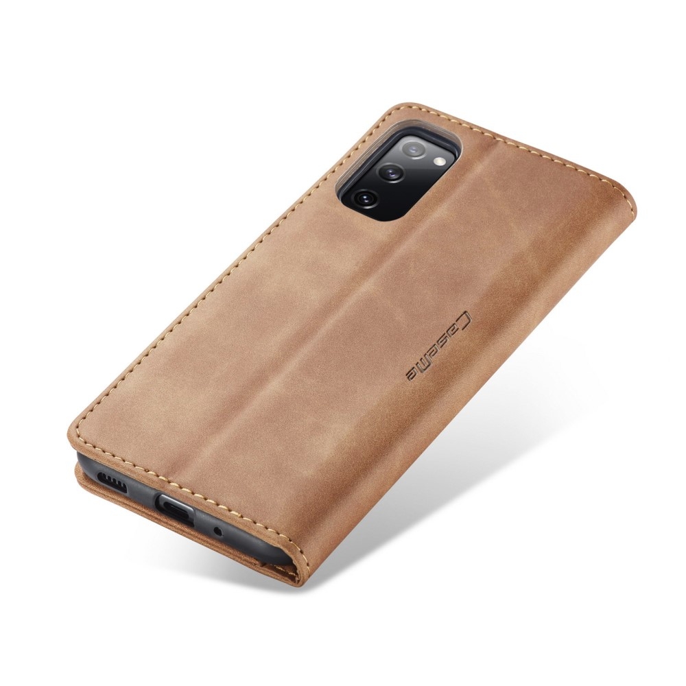 Samsung Galaxy S20 FE / S20 FE 5G Leder Tasche Flip Wallet Etui mit Kartenfächern - Hellbraun
