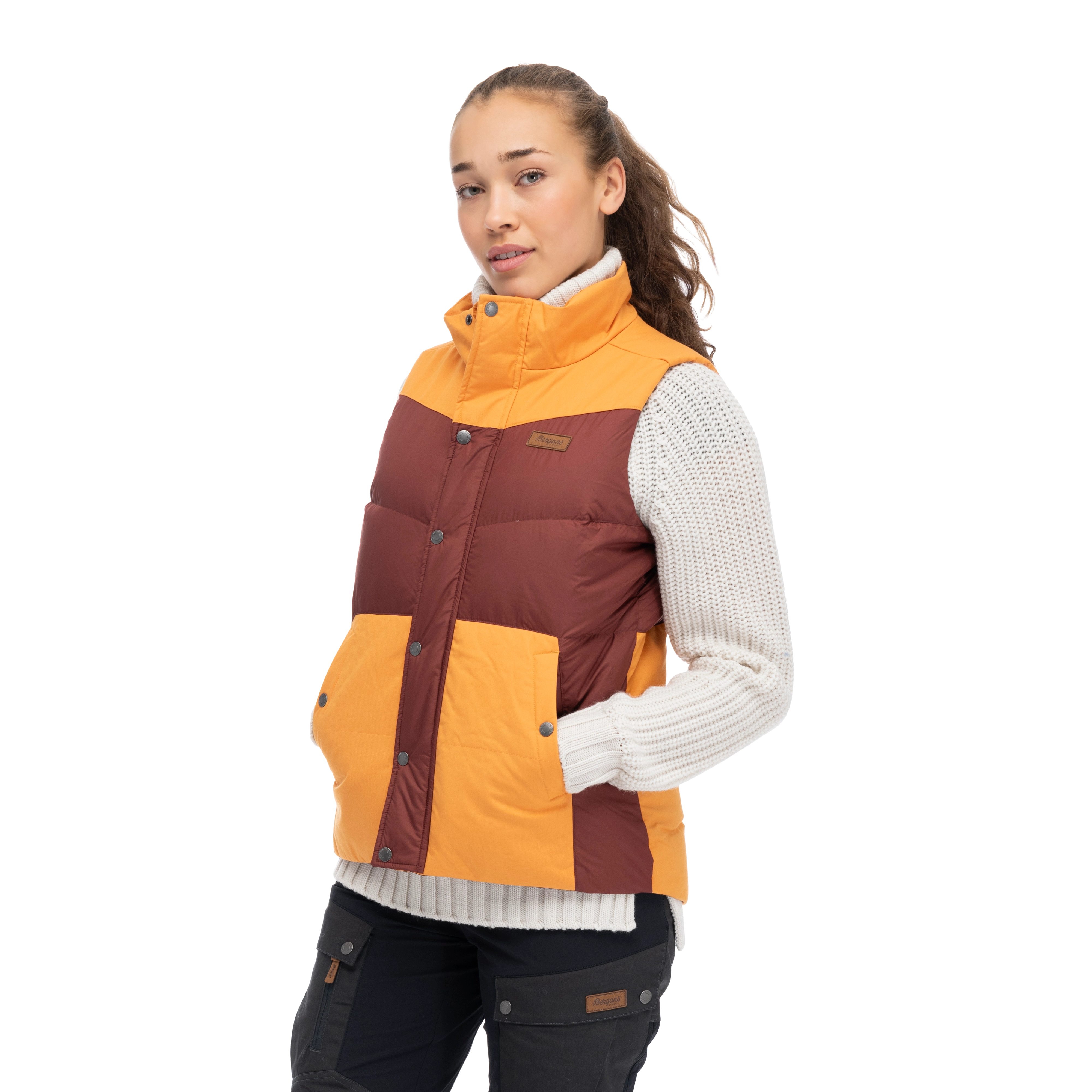 Nordmarka Outdoor Down Vest Women Amarone Red / Golden Field