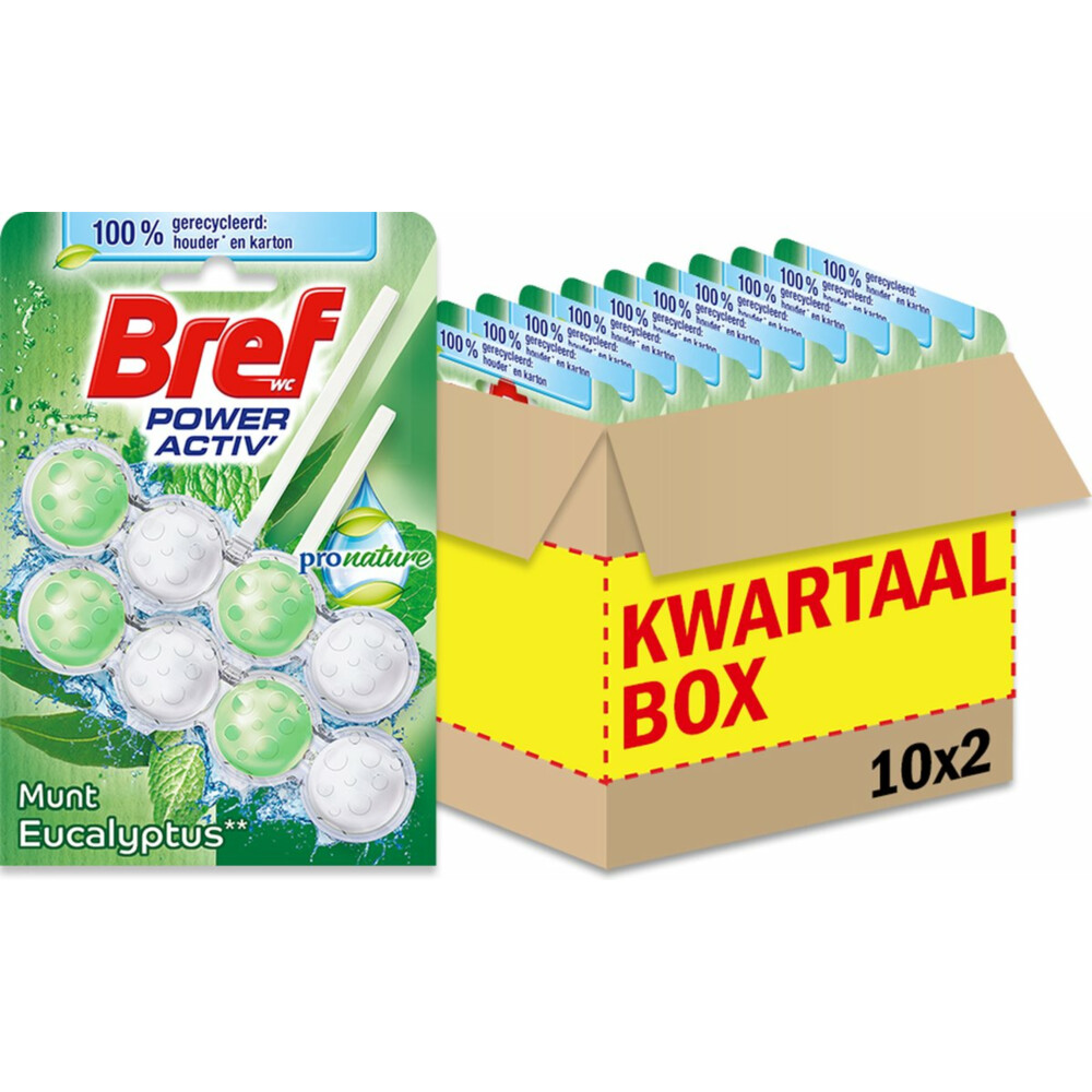 10x Bref Toiletblok Power Activ Pro Nature Munt Eucalyptus2 stuks