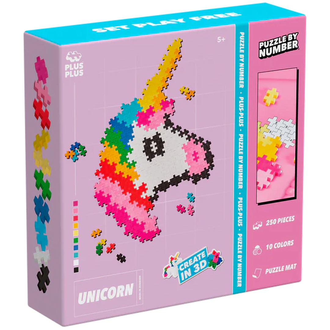 plus-plus bouwstenen puzzle by number - eenhoorn - 250st