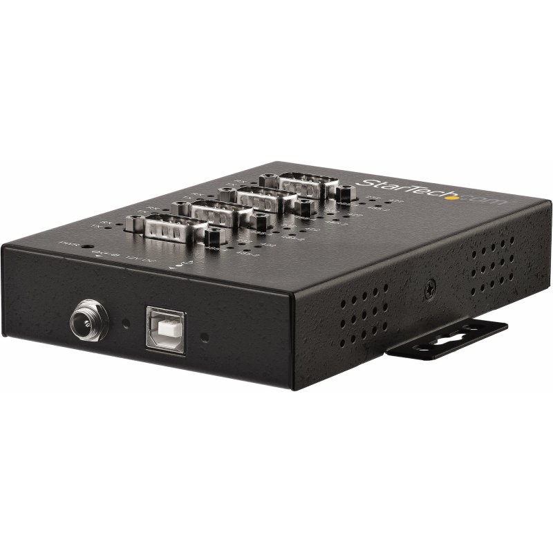 StarTech.com Hub Série 4 Ports USB vers RS232/RS485/RS422 - Convertisseur Industriel USB 2.0 vers DB9 - IP30 - Hub Série Métallique Montable sur Rail DIN - Protection ESD 15kV