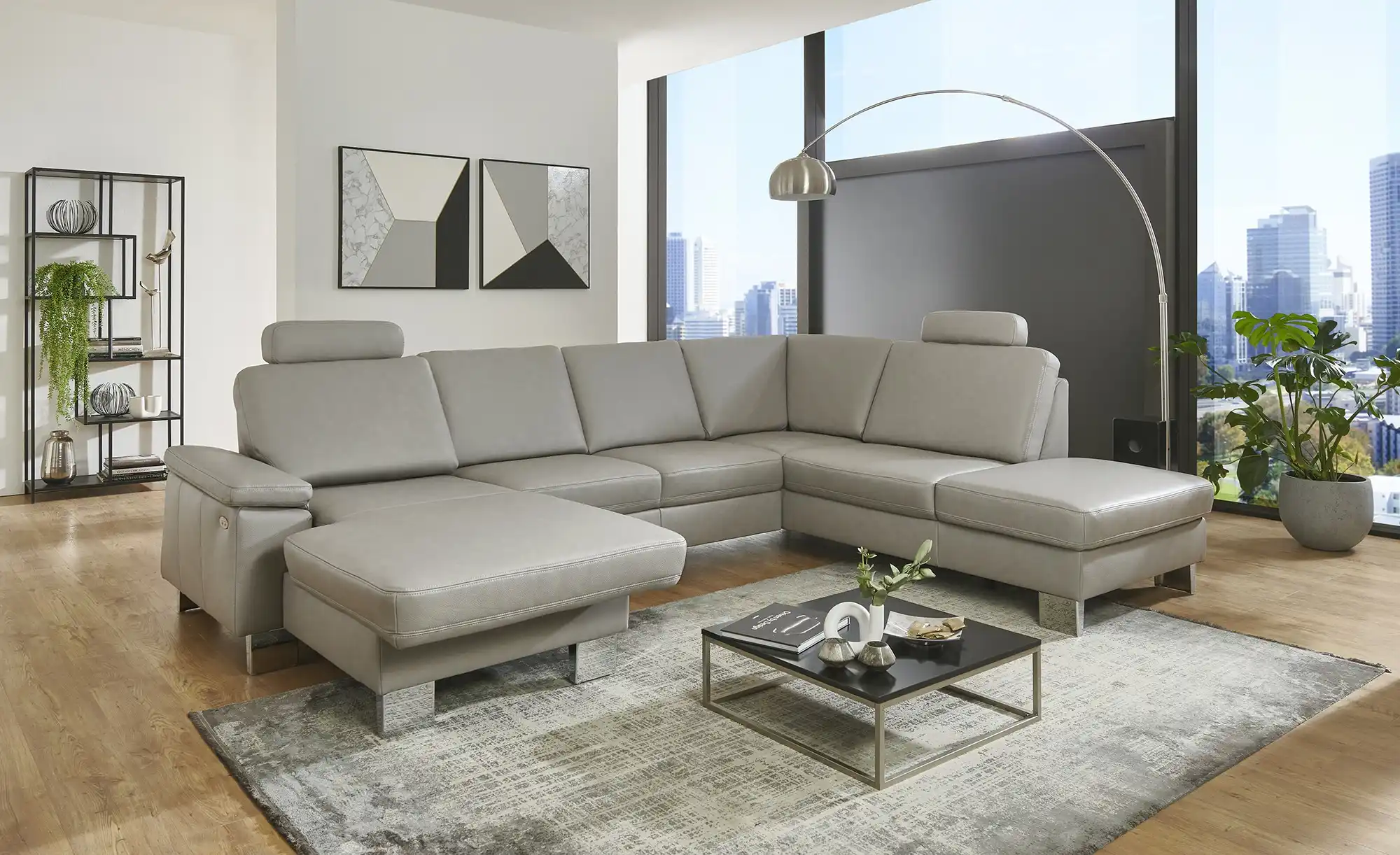 meinSofa Wohnlandschaft mit Sitz- und Rückenbezug aus Echtleder Samu-L