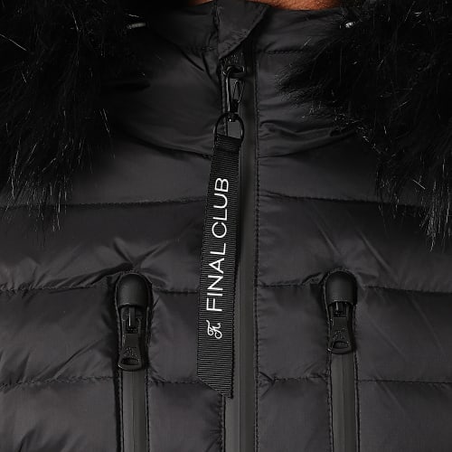 Doudoune Capuche Premium Tech Fourrure Noir