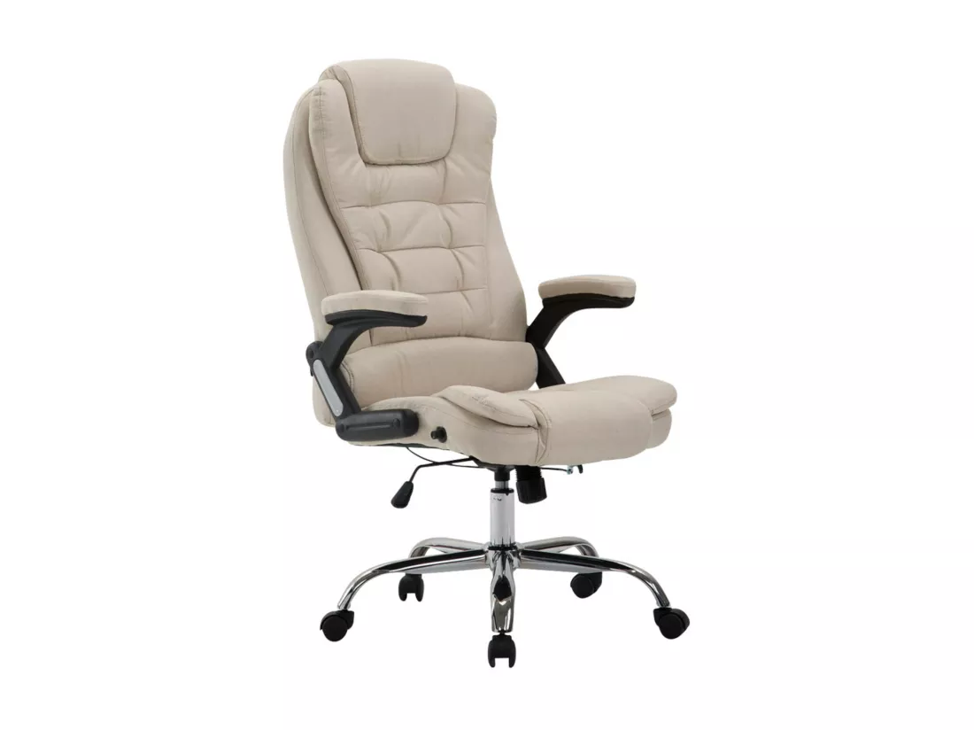 Chaise de bureau - Tissu & Métal chromé - Crème - Thor
