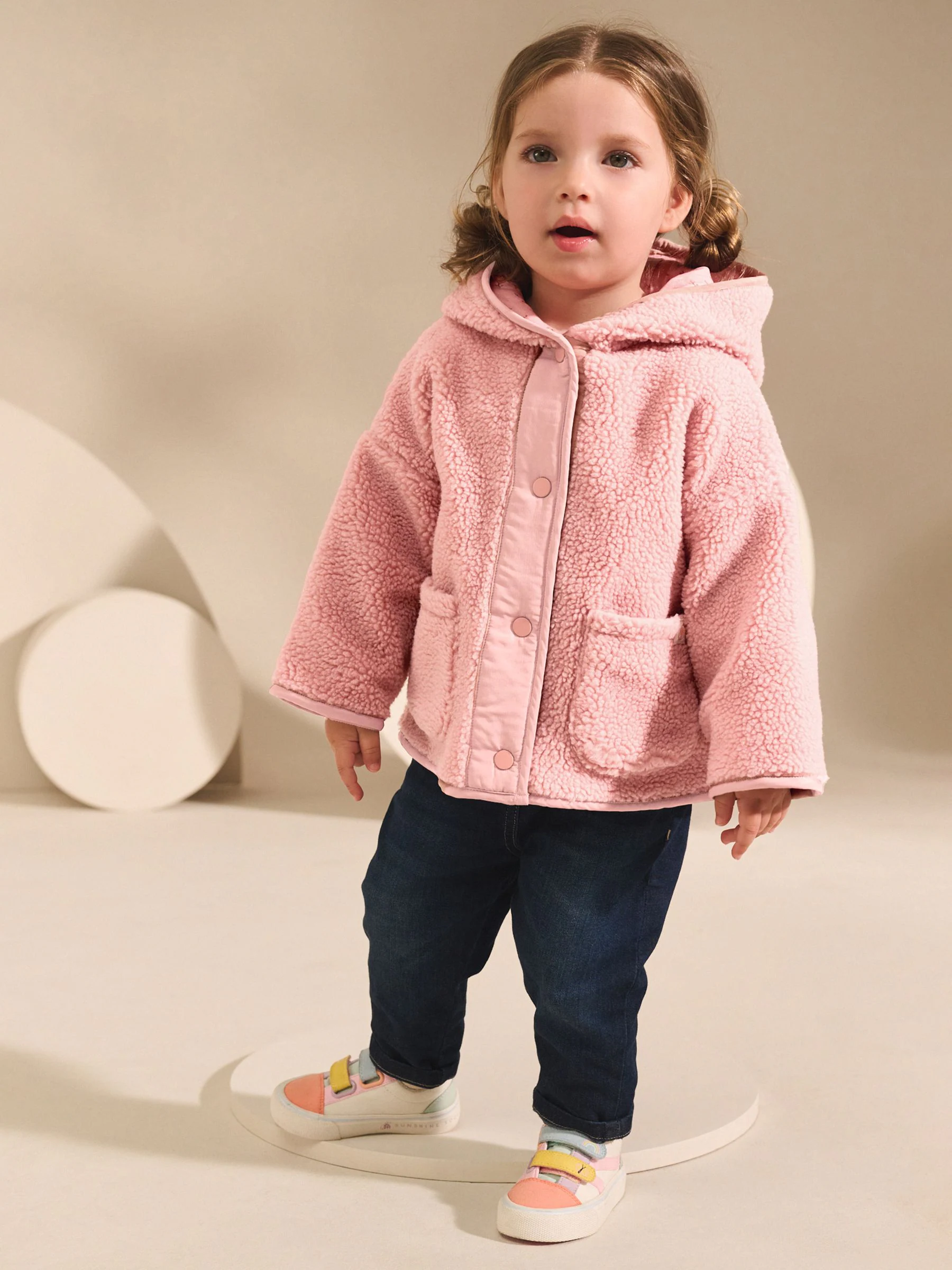 Roze - Fleece met drukknoopsluiting (3mnd-7jr)