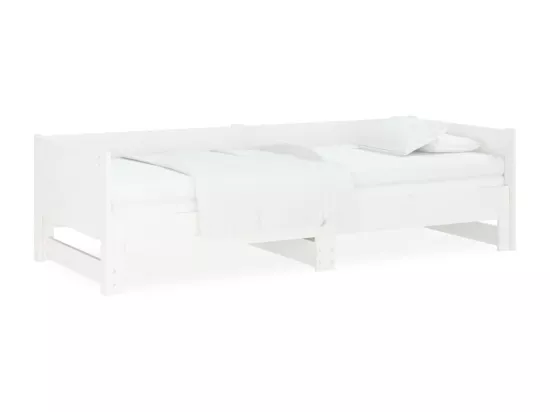 Lit coulissant sans matelas blanc 2x(80x200)cm
