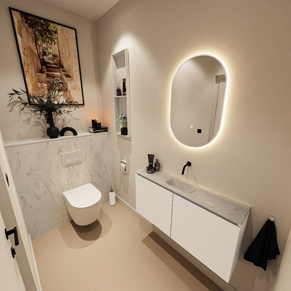 Mondiaz Hope toiletplaat solid surface 100x125cm opalo voorgeboord