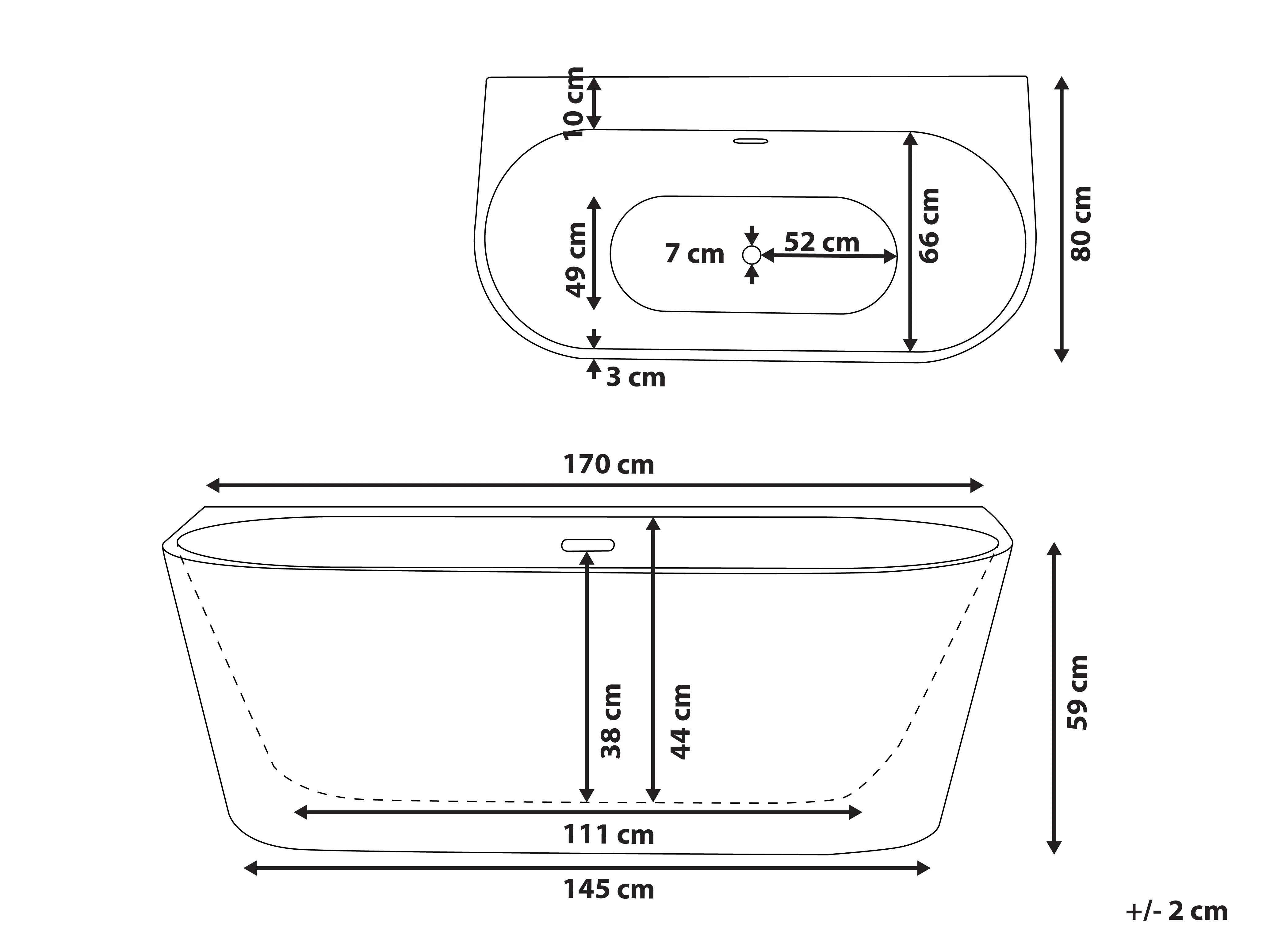 Badkuip HARVEY 170 x 80 cm Wit