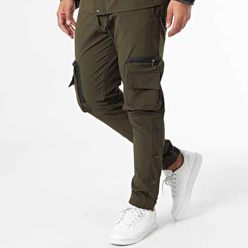 Ensemble Veste Zippée Et Pantalon Cargo Vert Kaki