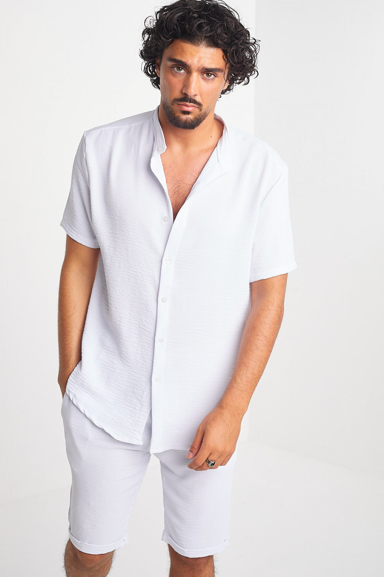 Ensemble 2 pièces chemise + short blanc en voile