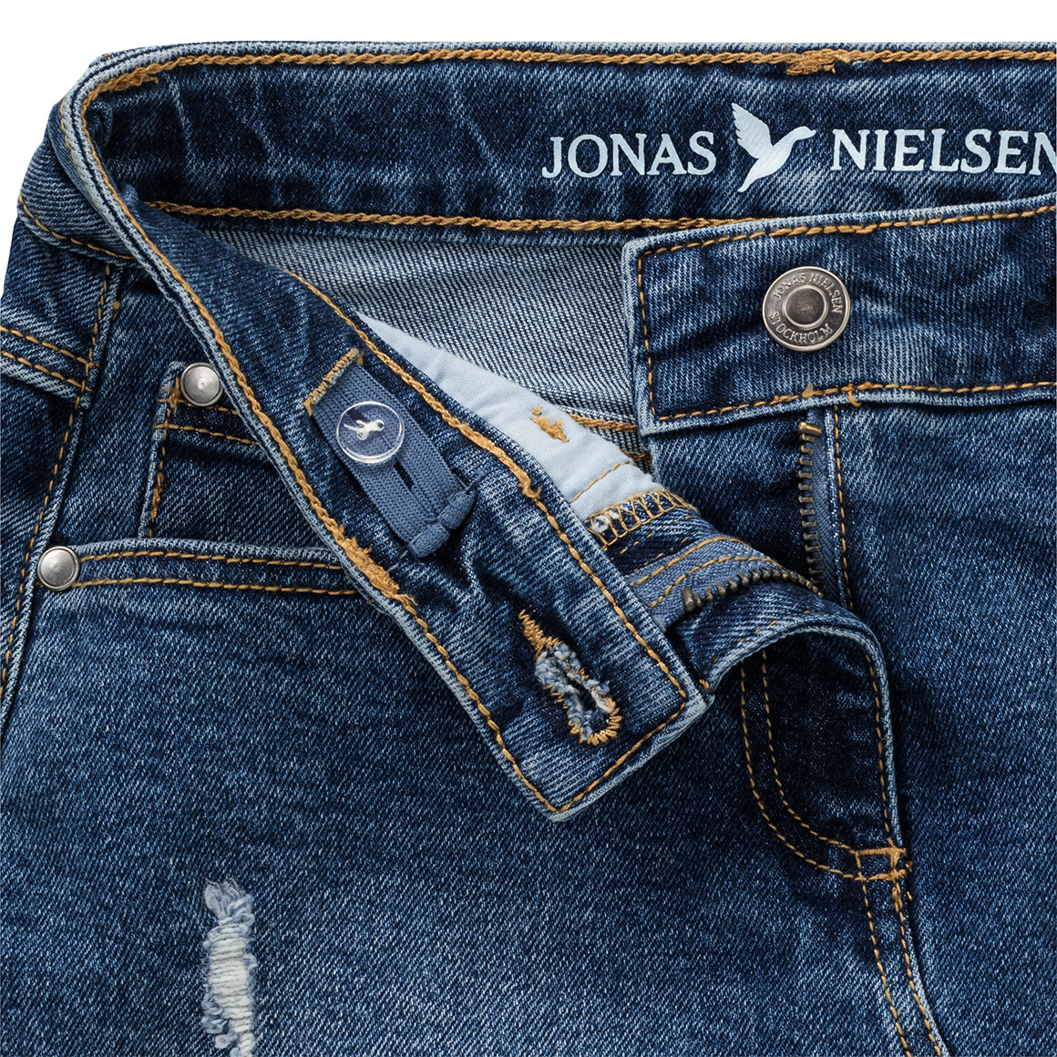 Jonas Nielsen Mädchen Jeansrock mit Used-Details blau