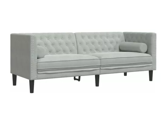 Ensemble de canapé Chesterfield et traversins 2 pcs gris clair