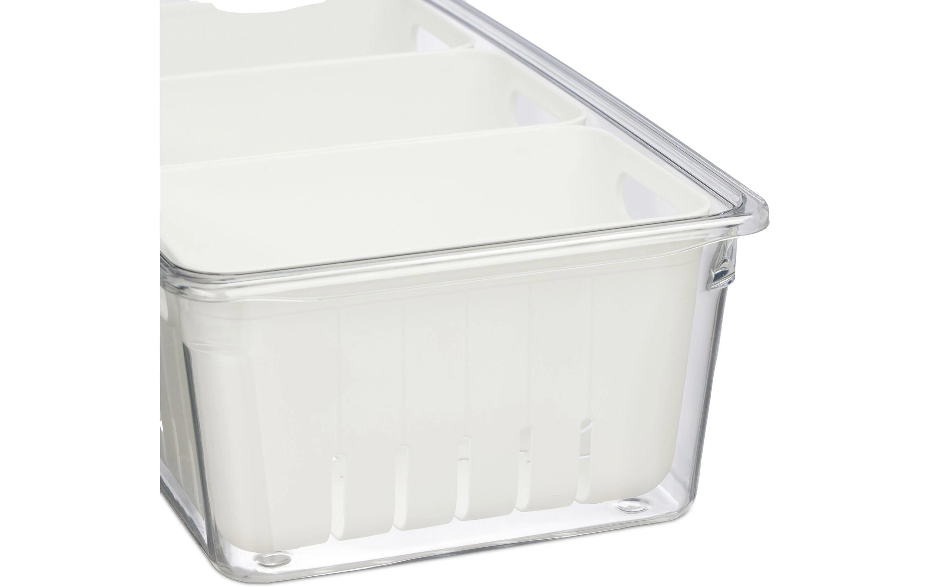 Kühlschrankorganizer 600 g, 3 Stück, Transparent/WeissStapelbare Obstfrischhaltebox im 3er Set