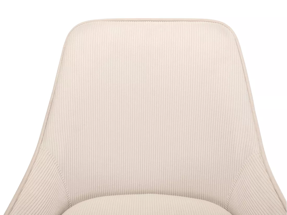 Lot de 2 tabourets de bar en velours côtelé et métal noir - Crème - MASURIE