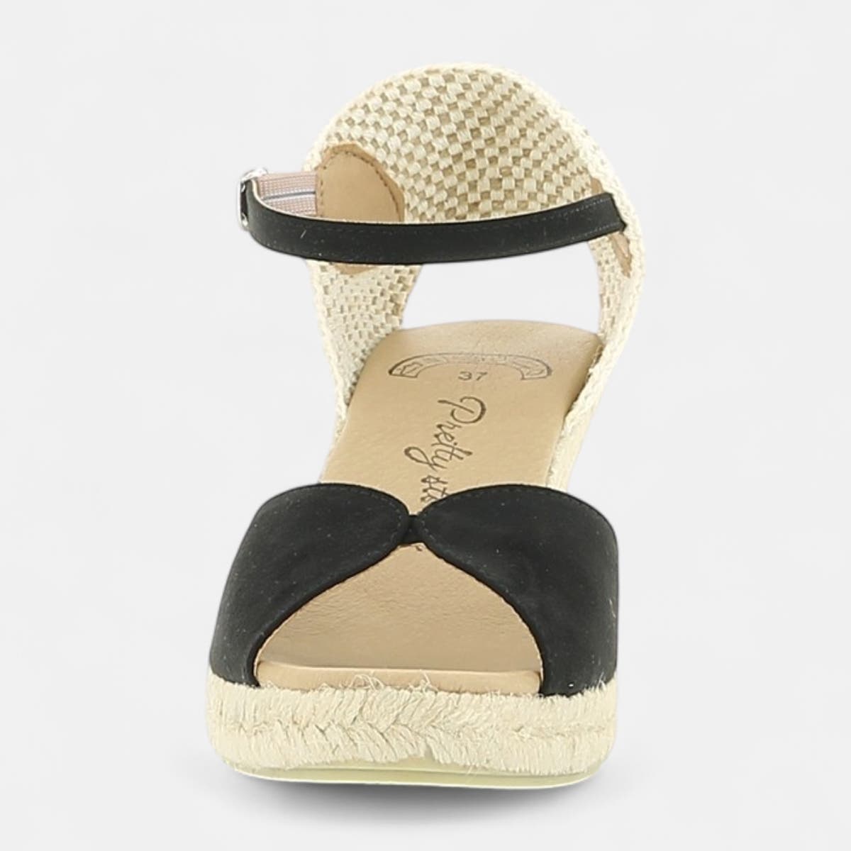 Espadrilles à talon compensé Femme noir
