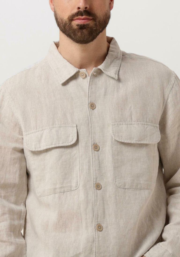 SELECTED HOMME beige selected homme casual overhemd slhmads-linen overshirt ls noos