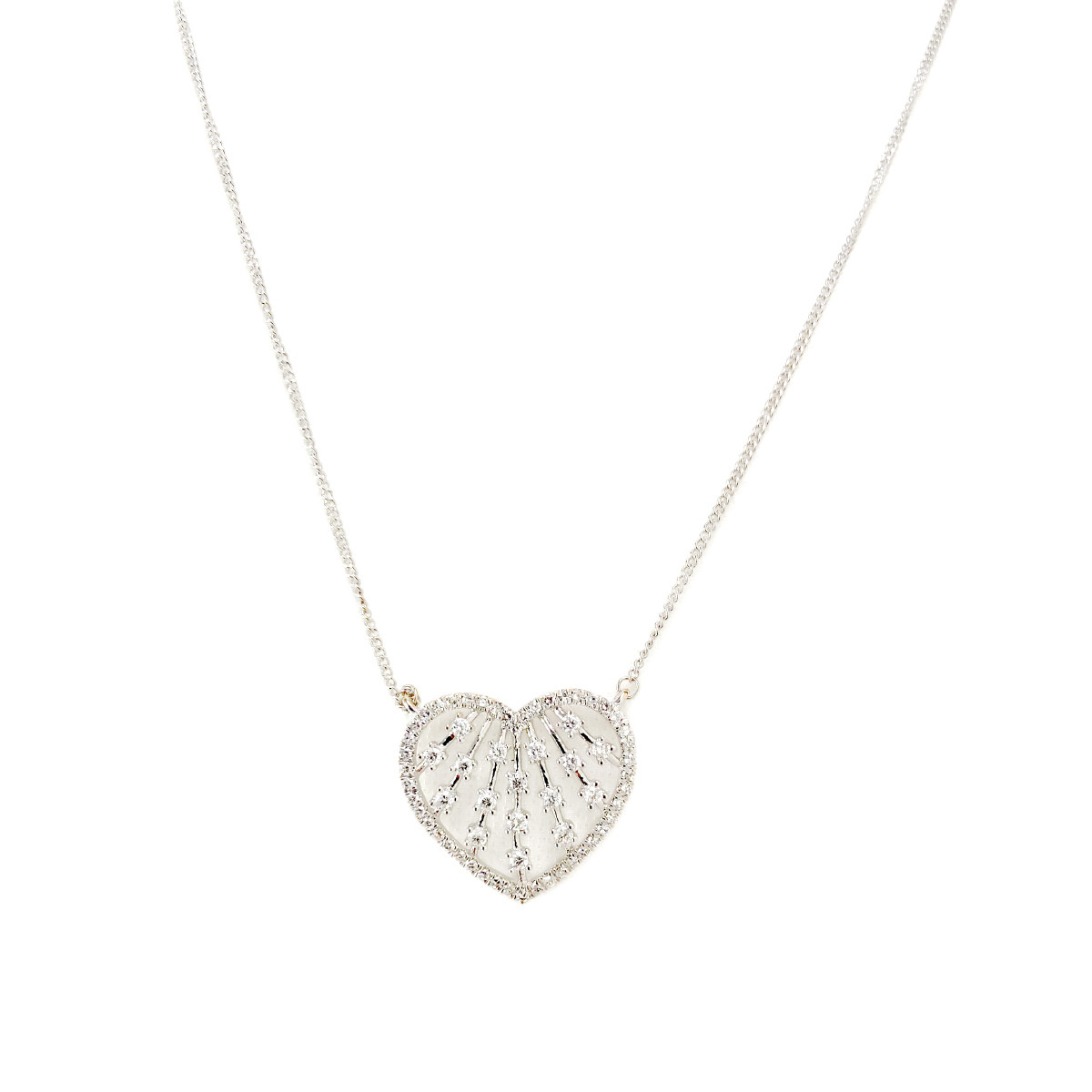 Collier d'occasion or 750 blanc diamants 45 cm