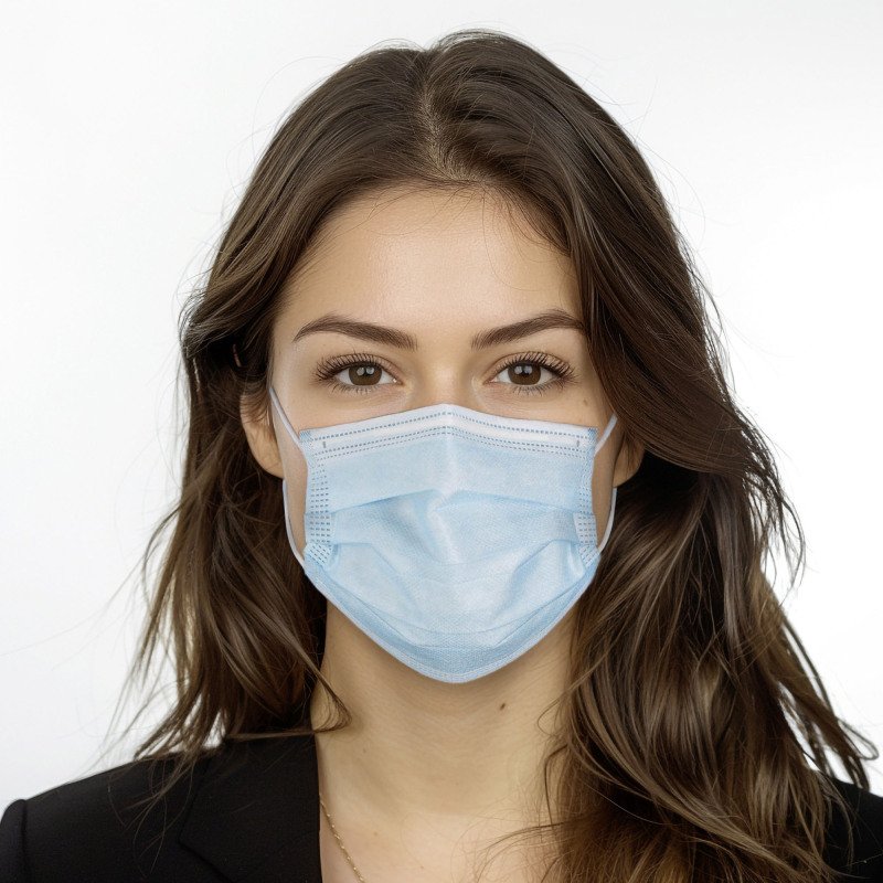 Masque chirurgical 3 plis - Type IIR, bleu
