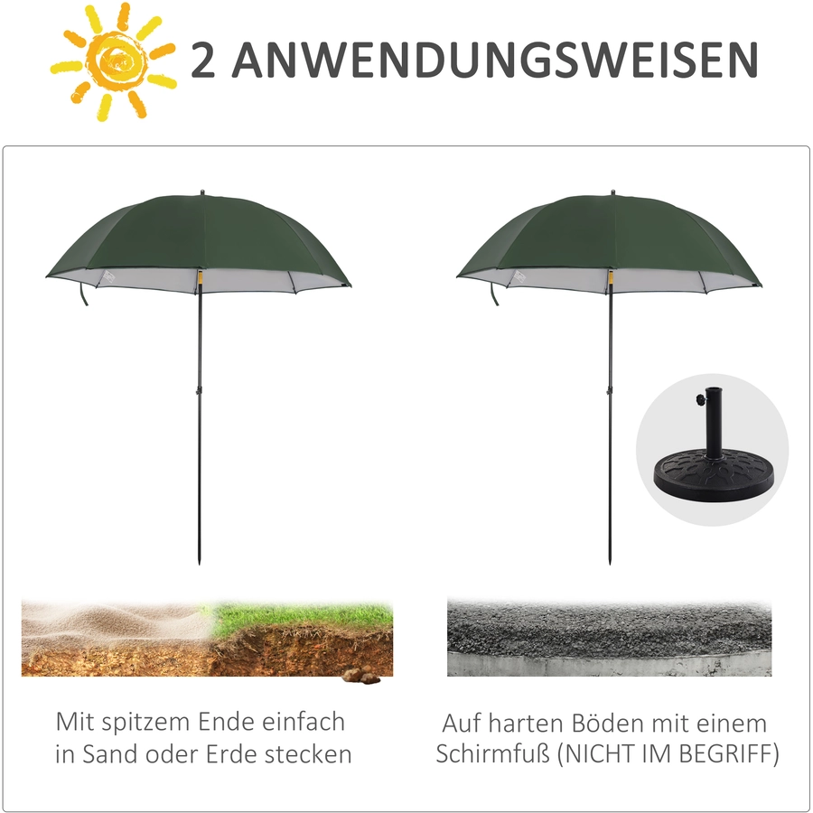Outsunny Sonnenschirm mit Bodennagel grün