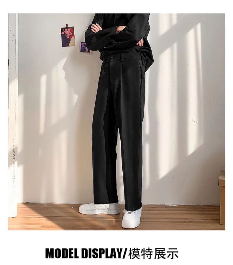Acrius - Mid Rise Plain Loose Fit Dress Pants / Cropped Harem Pants met Trekkoord Taille