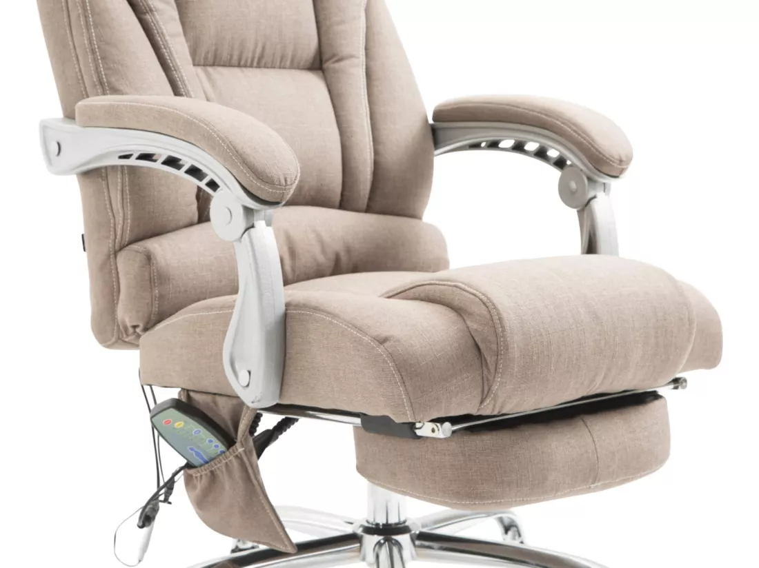 Chaise de bureau - Tissu & Métal chromé - Taupe - Pacific