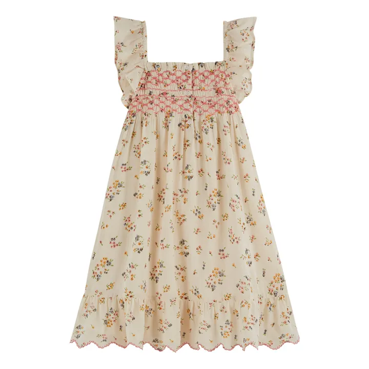 Emile et Ida Robe Achillea Smockée | Ecru