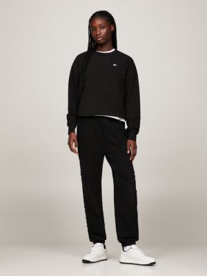 Moletom cropped de modelagem relaxada com apliques tonais