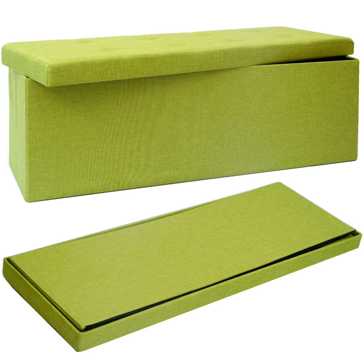 Faltbare Sitzbank 110x38x38cm Sitztruhe inkl. 2 Trennwände 120L Polsterbank Grün