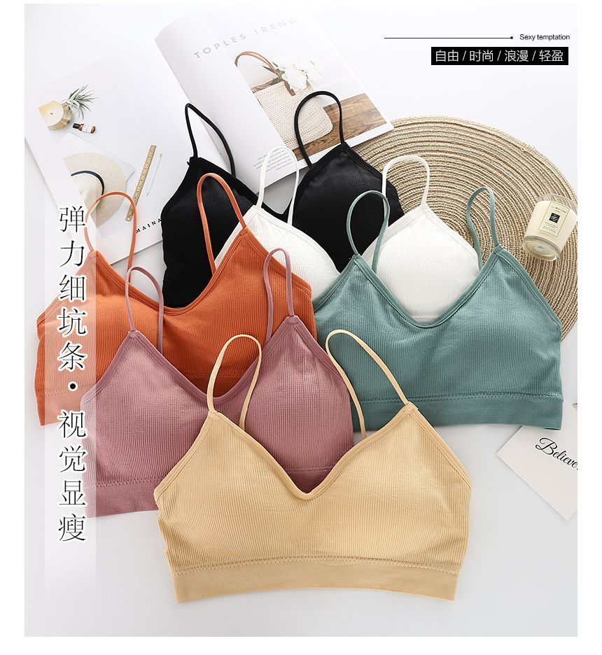 swnney - Effen V-hals cropped bh-top zonder beugel