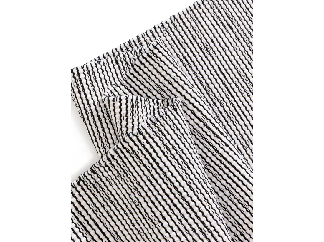 Tapis de couloir en coton tissé main Ron Blanc/Noir 80x250 cm