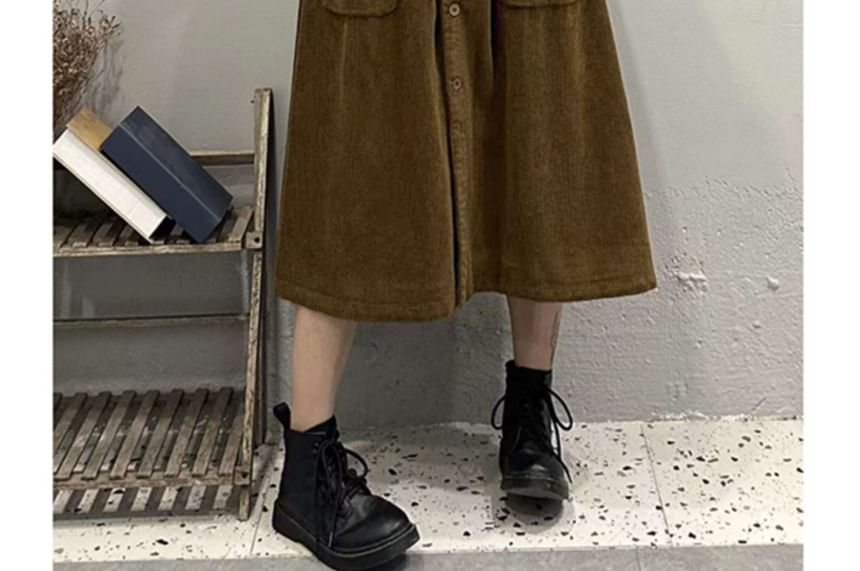 ZIMO - Corduroy midi-jurk met knoopjes