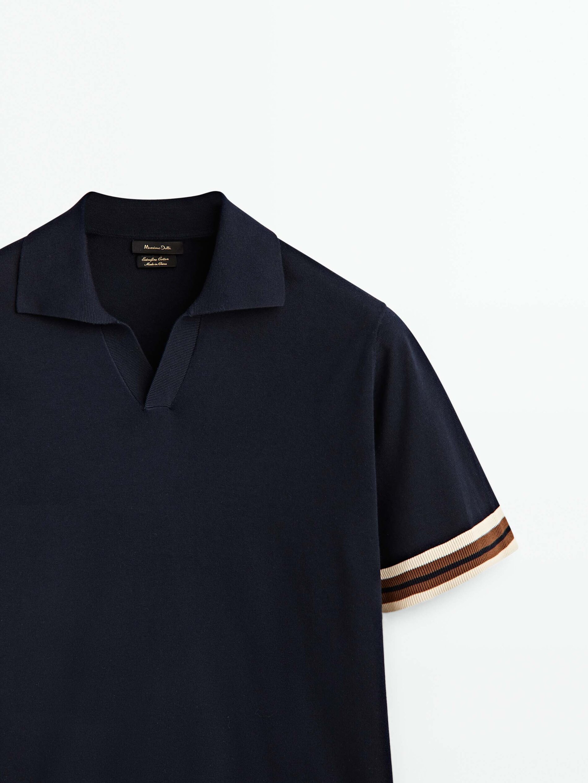Camisa polo de manga curta contrastante - AZUL MARINHO