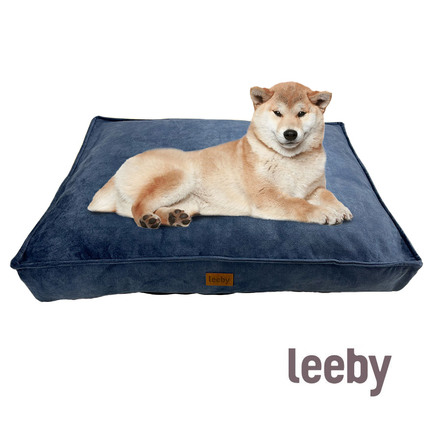 Tapete para cães Leeby, impermeável e com capa removível, azul marinho.