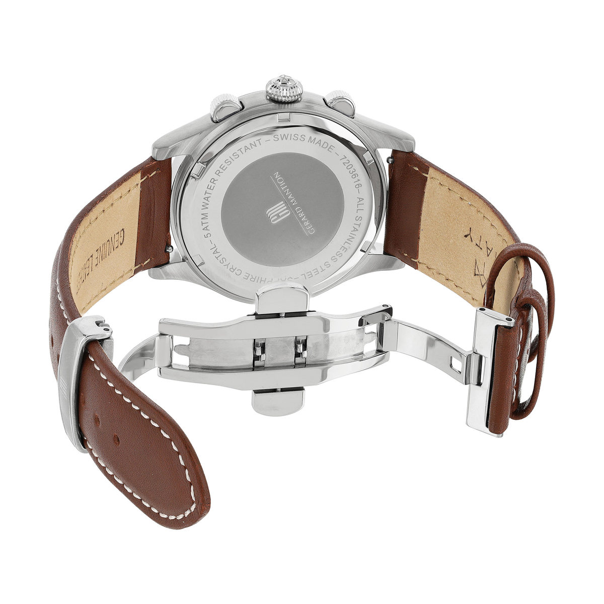Montre MATY GM chronographe cadran bleu bracelet cuir marron