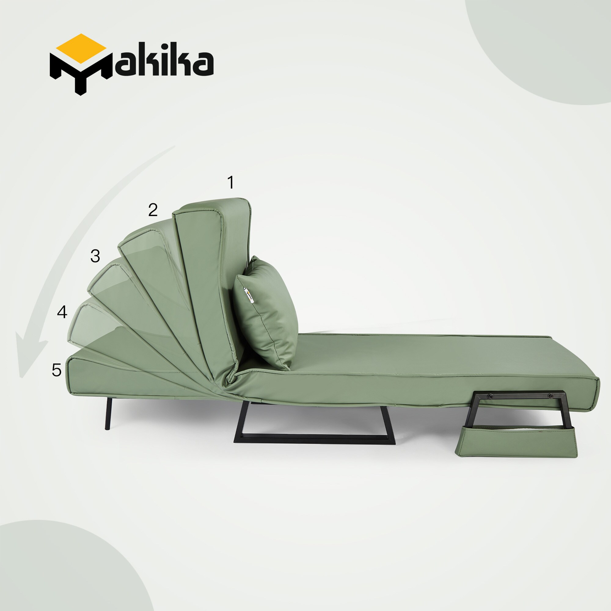 Makika Schlafsessel Schlafsofa Rio klappbar - Kunstleder in Grün