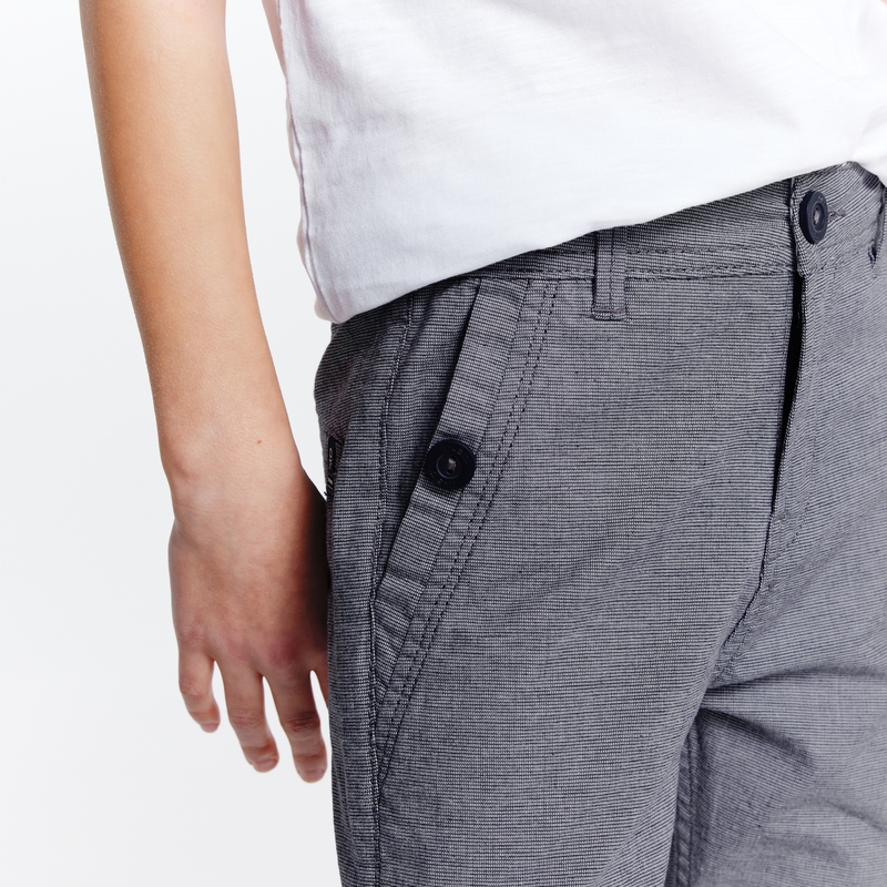 Pantalon chino ceinturé en toile turquoise garçon