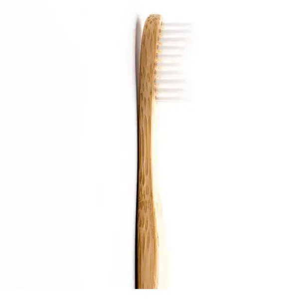 Escova de dentes Humble Brush vegana de bambu, tamanho adulto, branca, média.