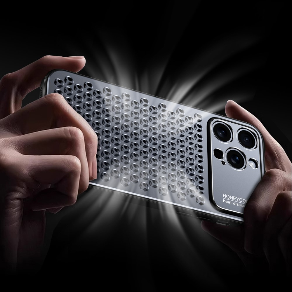 iPhone 15 Pro Hybrid Hardcase Hülle im Mac Pro Design mit Kameraschutz - Grau