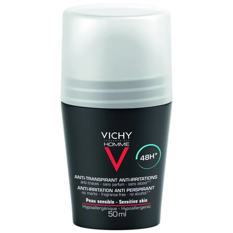 Vichy Homme Déodorant Anti-Transpirant Anti-Irritations 48H Roll-On - 50ml