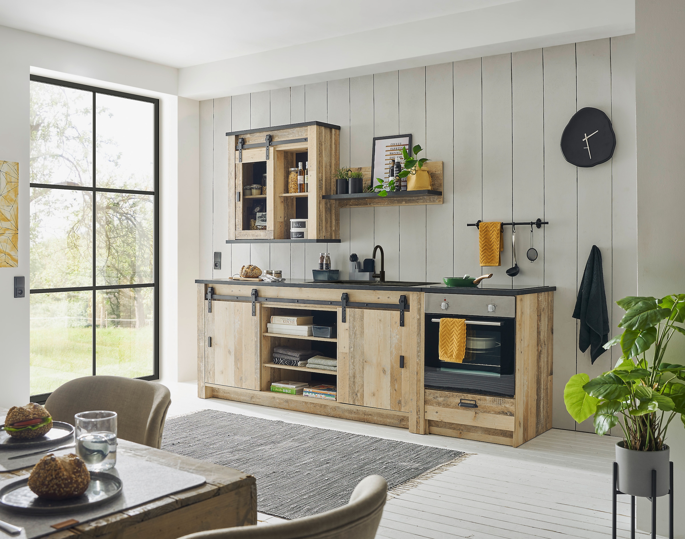 Home affaire Herdumbauschrank »Sherwood« mit Apothekergriffen aus Metall, Breite der Arbeitsplatte 63 cm