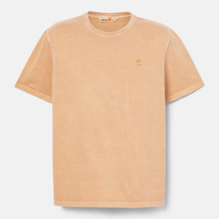 T-shirt teint en pièce pour homme en jaune foncé
