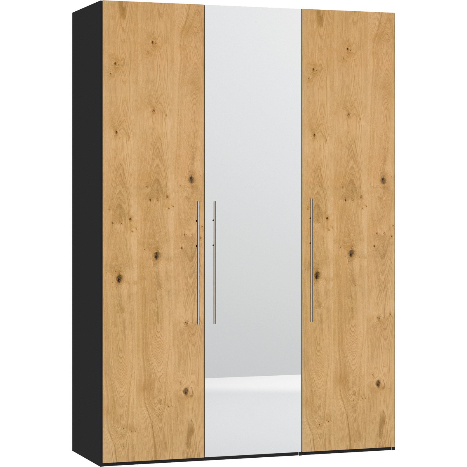 Schrank Schweizer 204 Eiche Furnier schwarz, mit Spiegel 153 cm