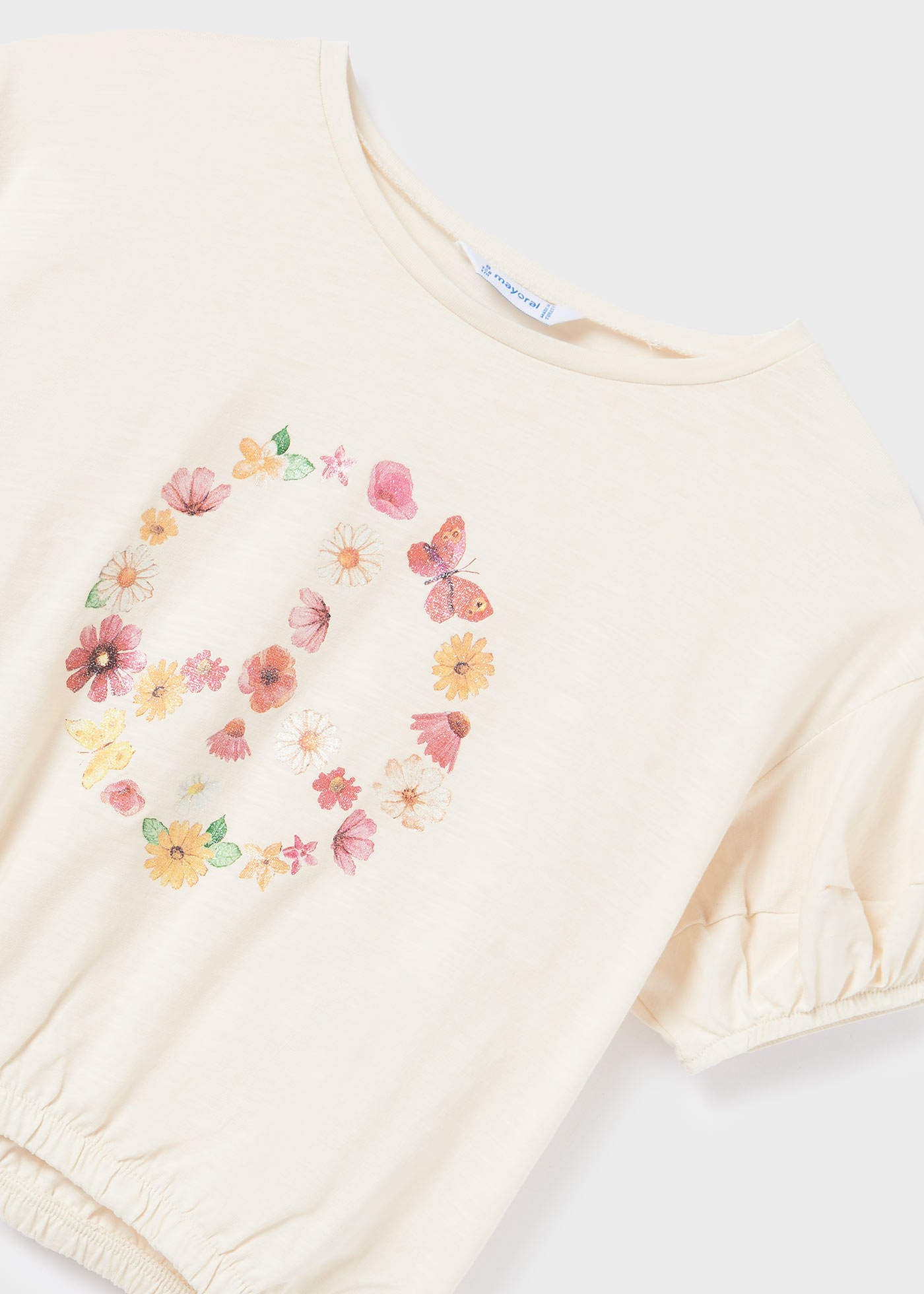 Camiseta feminina de algodão sustentável com mangas bufantes