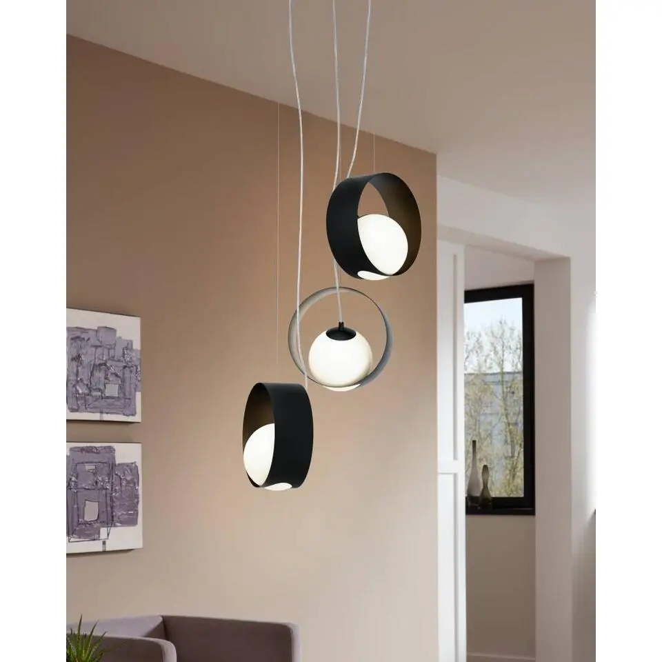 EGLO Camargo Hanglamp - E14 - Glas - Zwart/Wit