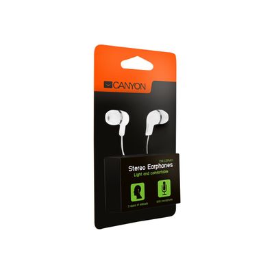 CANYON Kit main libre - Ecouteurs filaire avec micro - intra-auriculaire - blanc