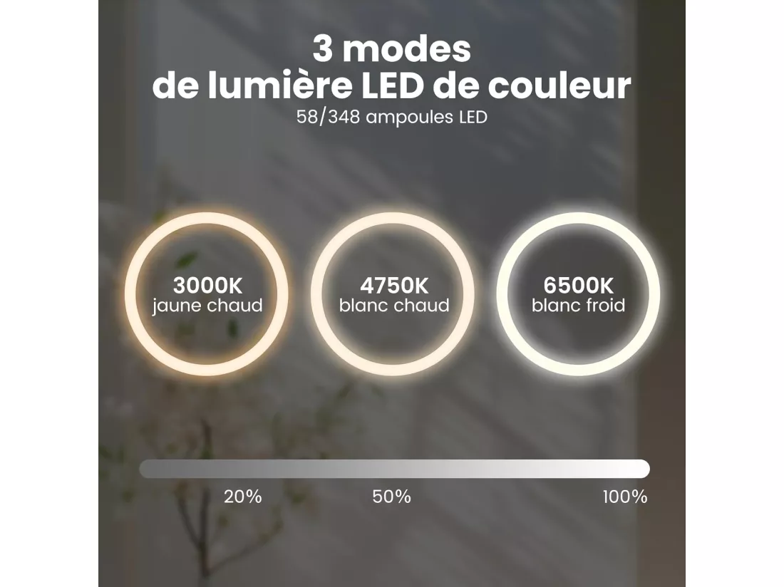 Miroir Salle de Bain LED, Miroir Lumineux Salle de Bain Anti-Buée avec 3 Couleurs et Luminosité Réglables, Fonction de Mémoire, Miroir Maquillage pour Coiffeuse, Chambre, Vestiaire (80x80x4cm)
